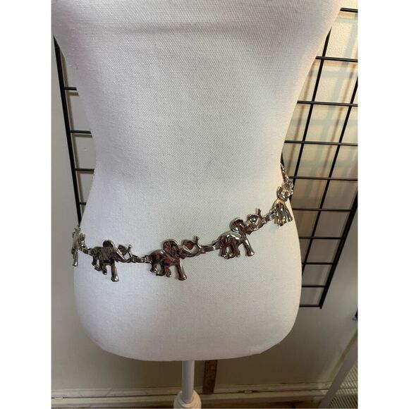 Vintage Chain Elephant Belt Silver Tone Adjustable up to 40” - Picture 2 of 8